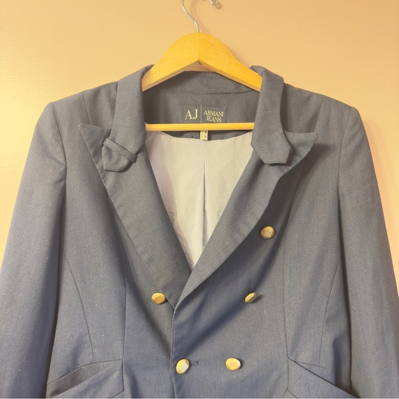 Armani Jeans Double Breasted Blazer Navy blue Mens Size 10 - Picture 2 of 8
